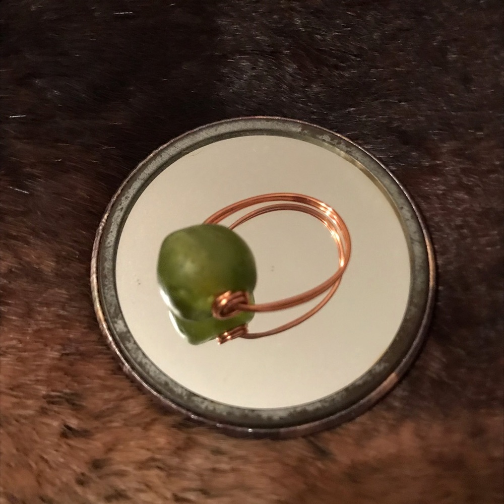 Handmade Solid Green African Glass Bead Ring